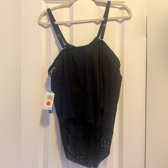 Bleu Rod Beattie Black lace fly away‎ tankini Top NWT plus size 18W whimsigoth - Picture 3 of 10
